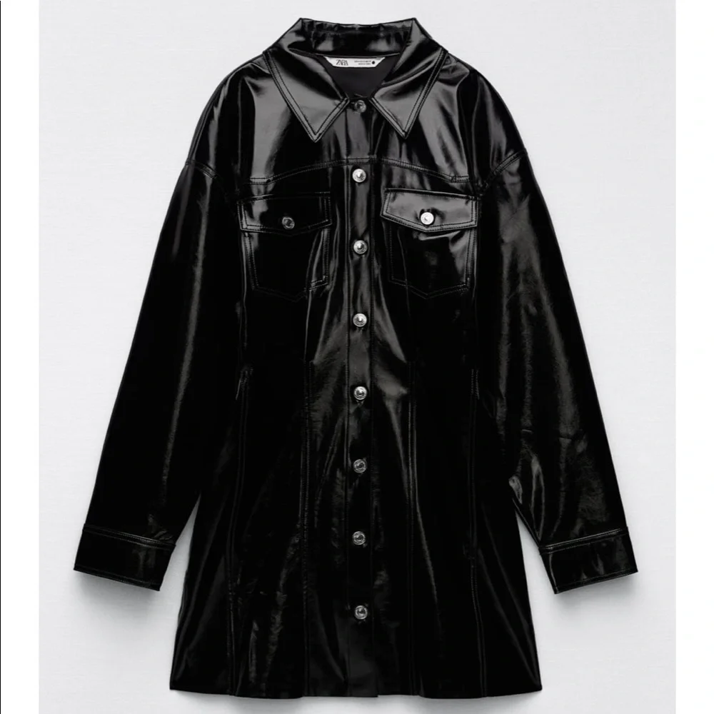 NWT ZARA Faux Leather Dress XS - Picture 7 of 8